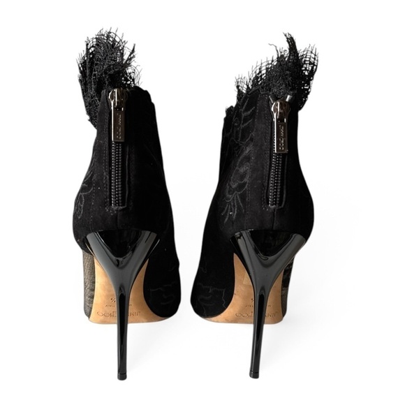 Jimmy Choo Kamaris Black Lace & Suede Floral Embroidered Ankle Booties 39.5 - Picture 4 of 7